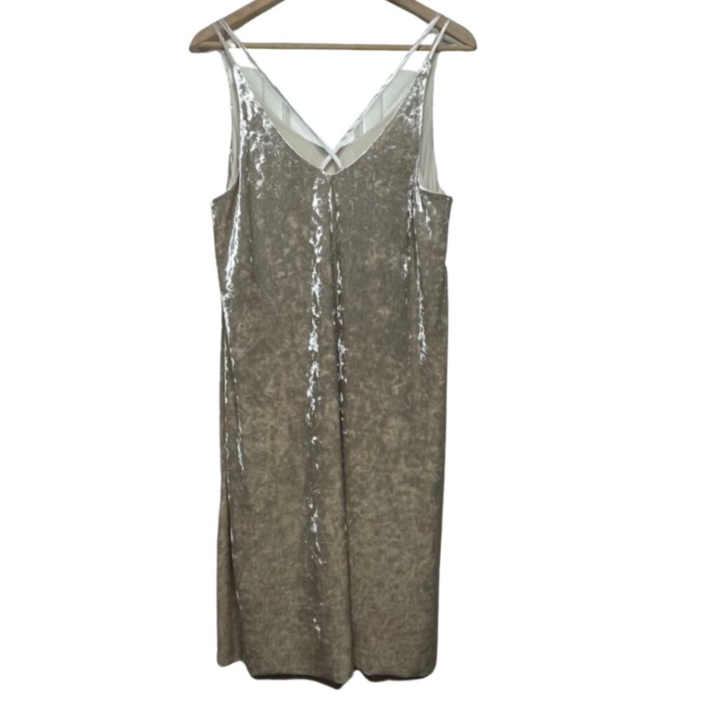 MISS LOVE | Champagne Gold Crushed Velour Strappy Mini Party Dress | Size L - Picture 4 of 10